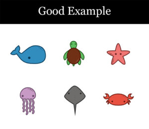 Icon set of sea creatures. This icon set is clean, refined, and easily identified.