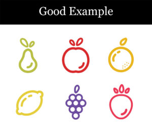 Icon set of fruit. This icon set is clean, refined, and easily identified.